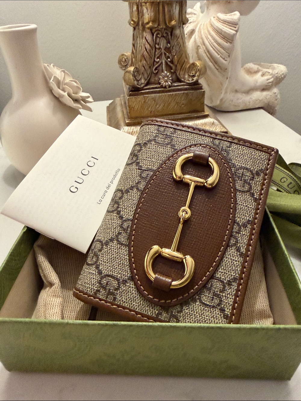 Gucci Brown and Beige GG Canvas Card Wallet 2024 NEW